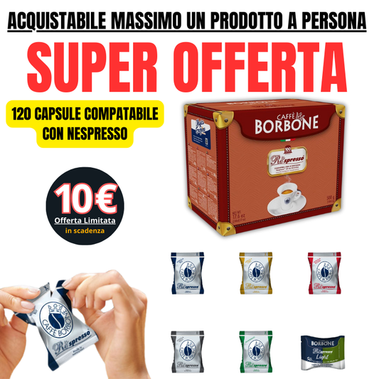 Caffè Borbone Respresso, Miscela - 120 Capsule - Compatibili con le Macchine ad uso domestico Nespresso